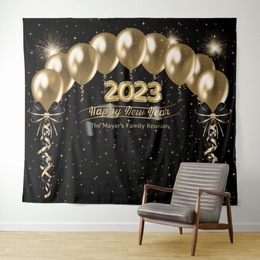 新年の家族の懇親会写真の背景 タペストリー (インサイチュ(横))