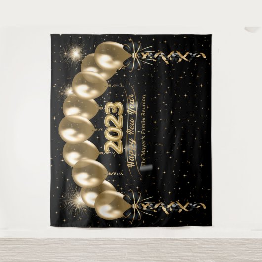 新年の家族の懇親会写真の背景 タペストリー (正面)