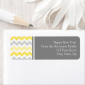 新年の差出人住所ラベル灰色の黄色 ラベル (インサイチュ)