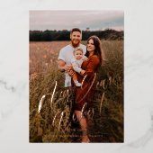 新年の希望のスクリプミニマルトエレガントの写真 箔シーズンカード (正面)