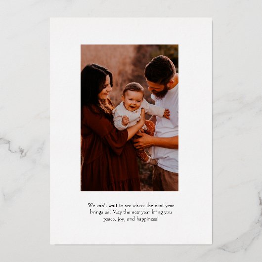 新年の希望のスクリプミニマルトエレガントの写真 箔シーズンカード (裏面)