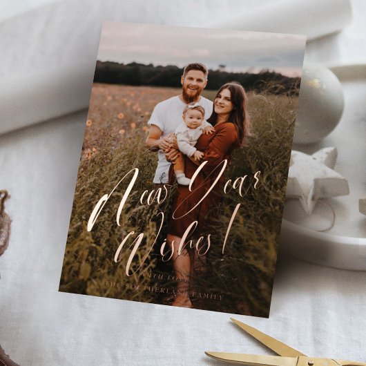 新年の希望のスクリプミニマルトエレガントの写真 箔シーズンカード