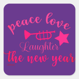 新年の平和への愛と笑い スクエアシール