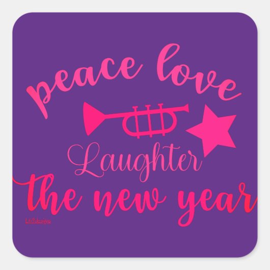 新年の平和への愛と笑い スクエアシール (正面)