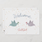 新年の平和ドーブススターリーフラット シーズンカード (正面/裏面)