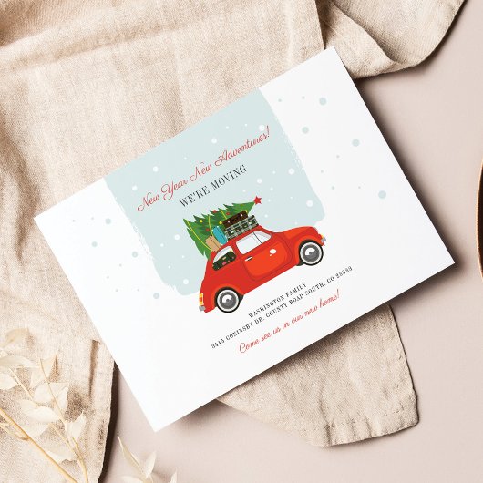 新年の引っ越しましたレッドカーの動きの発表 ノートカード
