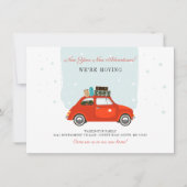 新年の引っ越しましたレッドカーの動きの発表 ノートカード (正面)