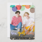 新年の応援おもしろいとカラフル紙吹雪ドット写真 シーズンカード (正面)