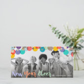 新年の応援おもしろいとカラフル紙吹雪ドット写真 シーズンカード (スタンド正面)