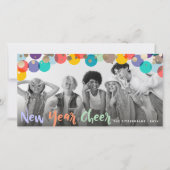 新年の応援おもしろいとカラフル紙吹雪ドット写真 シーズンカード (正面)