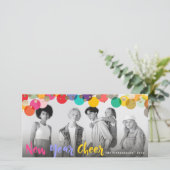 新年の応援おもしろいとカラフル紙吹雪ドット写真 シーズンカード (スタンド正面)