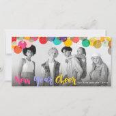 新年の応援おもしろいとカラフル紙吹雪ドット写真 シーズンカード (正面)