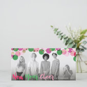 新年の応援おもしろいとカラフル紙吹雪ドット写真 シーズンカード (スタンド正面)