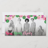 新年の応援おもしろいとカラフル紙吹雪ドット写真 シーズンカード (正面)