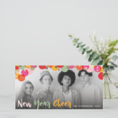 新年の応援おもしろいとカラフル紙吹雪ドット写真 シーズンカード (スタンド正面)