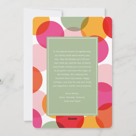 新年の応援おもしろいとカラフル紙吹雪ドット写真 シーズンカード (裏面)