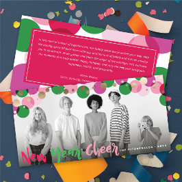 新年の応援おもしろいとカラフル紙吹雪ドット写真 シーズンカード