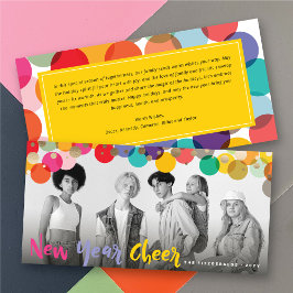 新年の応援おもしろいとカラフル紙吹雪ドット写真 シーズンカード