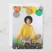 新年の応援おもしろいとカラフル紙吹雪ドット写真 シーズンカード (正面)