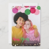 新年の応援おもしろいとカラフル紙吹雪ドット写真 シーズンカード (正面)