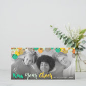 新年の応援おもしろいとカラフル紙吹雪ドット写真 シーズンカード (スタンド正面)