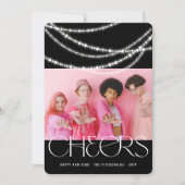 新年の応援きらめくライトスタイリッシュ写真 シーズンカード (正面)