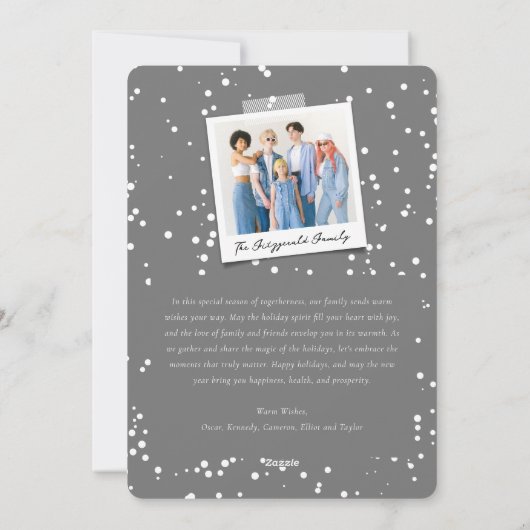 新年の応援きらめくライトスタイリッシュ写真 シーズンカード (裏面)