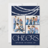 新年の応援きらめくライトスタイリッシュ写真 シーズンカード (正面)