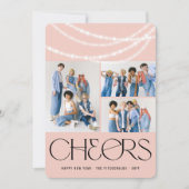 新年の応援きらめくライトスタイリッシュ写真 シーズンカード (正面)