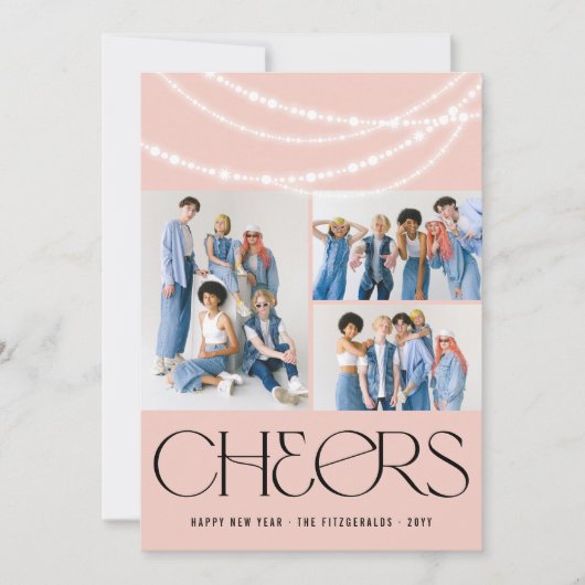 新年の応援きらめくライトスタイリッシュ写真 シーズンカード (正面)