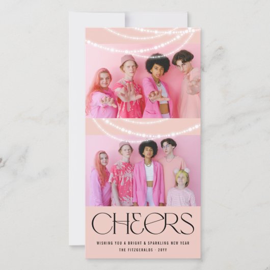 新年の応援きらめくライトスタイリッシュ写真 シーズンカード (正面)