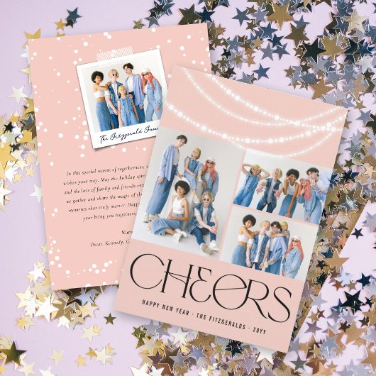 新年の応援きらめくライトスタイリッシュ写真 シーズンカード