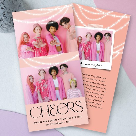 新年の応援きらめくライトスタイリッシュ写真 シーズンカード