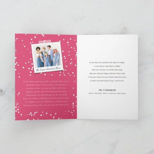 新年の応援きらめくライトスタイリッシュ写真 シーズンカード (内部)