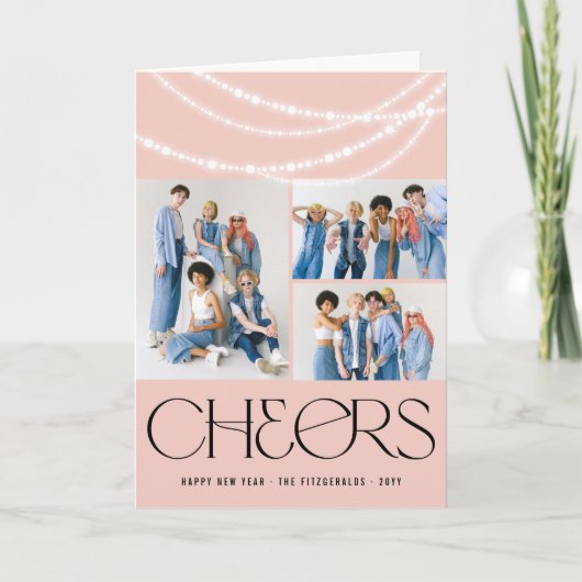 新年の応援きらめくライトスタイリッシュ写真 シーズンカード (正面)