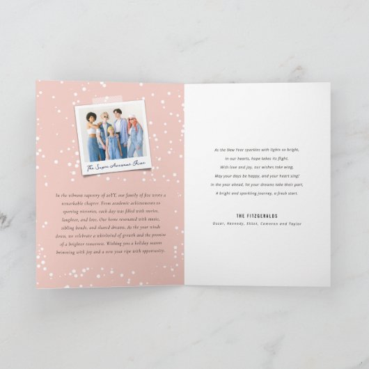 新年の応援きらめくライトスタイリッシュ写真 シーズンカード (内部)