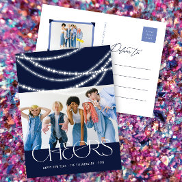 新年の応援きらめくライトスタイリッシュ写真 シーズンポストカード