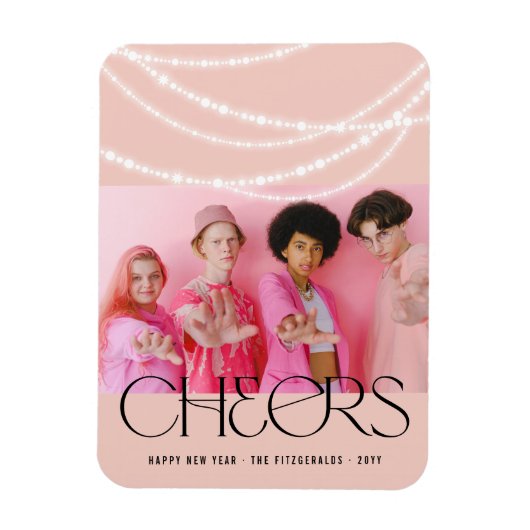 新年の応援きらめくライトスタイリッシュ写真 マグネット (縦)