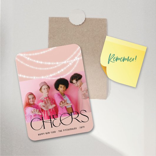 新年の応援きらめくライトスタイリッシュ写真 マグネット