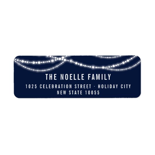 新年の応援のきらめく照明のアドレスタイリッシュス ラベル (正面)