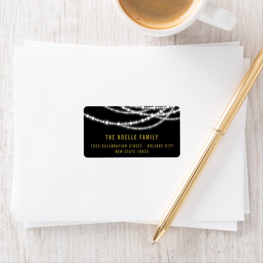 新年の応援のきらめく照明のアドレスタイリッシュス ラベル (インサイチュ)