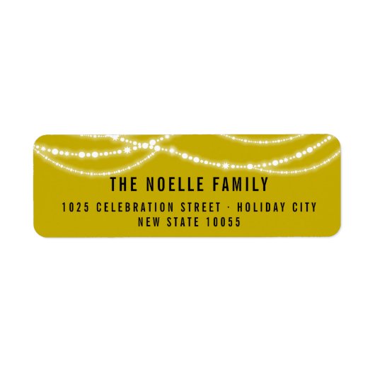 新年の応援のきらめく照明のアドレスタイリッシュス ラベル (正面)