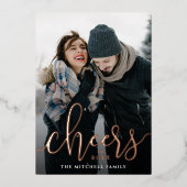 新年の応援の縦写真 箔シーズンカード (正面)