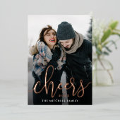 新年の応援の縦写真 箔シーズンカード (立ち正面)