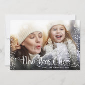 新年の応援はっきりした白モダン雪片の写真 シーズンカード (正面)