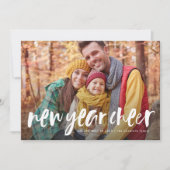 新年の応援よくはしゃぐモダン写真カード (正面)