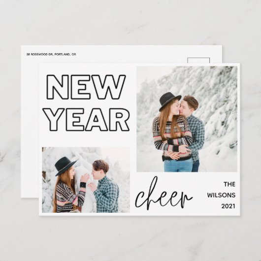 新年の応援エレガント写真 シーズンポストカード (正面/裏面)