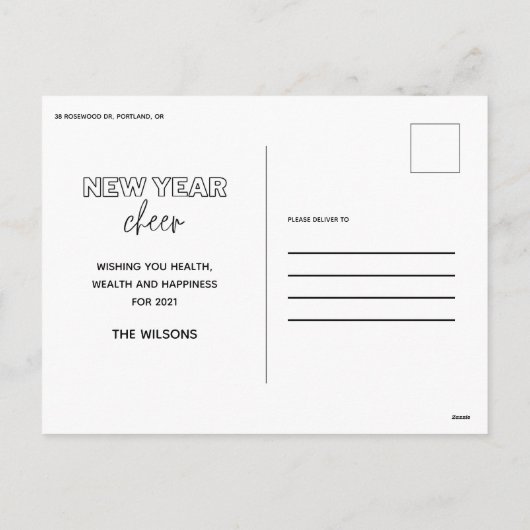 新年の応援エレガント写真 シーズンポストカード (裏面)