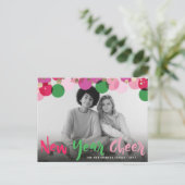 新年の応援カラフルとおもしろい紙吹雪ドット写真 シーズンポストカード (スタンド正面)