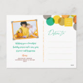 新年の応援カラフルとおもしろい紙吹雪ドット写真 シーズンポストカード (裏面)